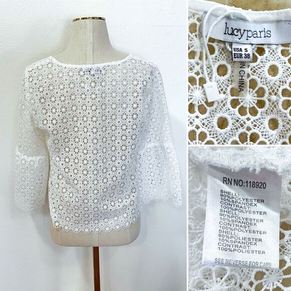 Lucy Paris White Daisy Lace Blouse S - Picture 2 of 2
